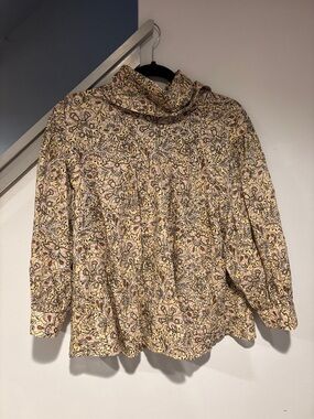 Banana Republic Floral A-Line Skirt in Beige, Brown, Black